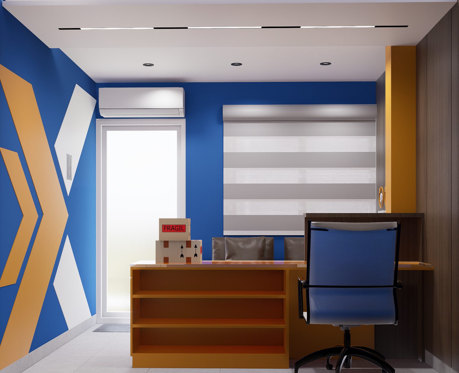 Escritorio de trabajo con silla ejecutiva por A. Guzman Studio