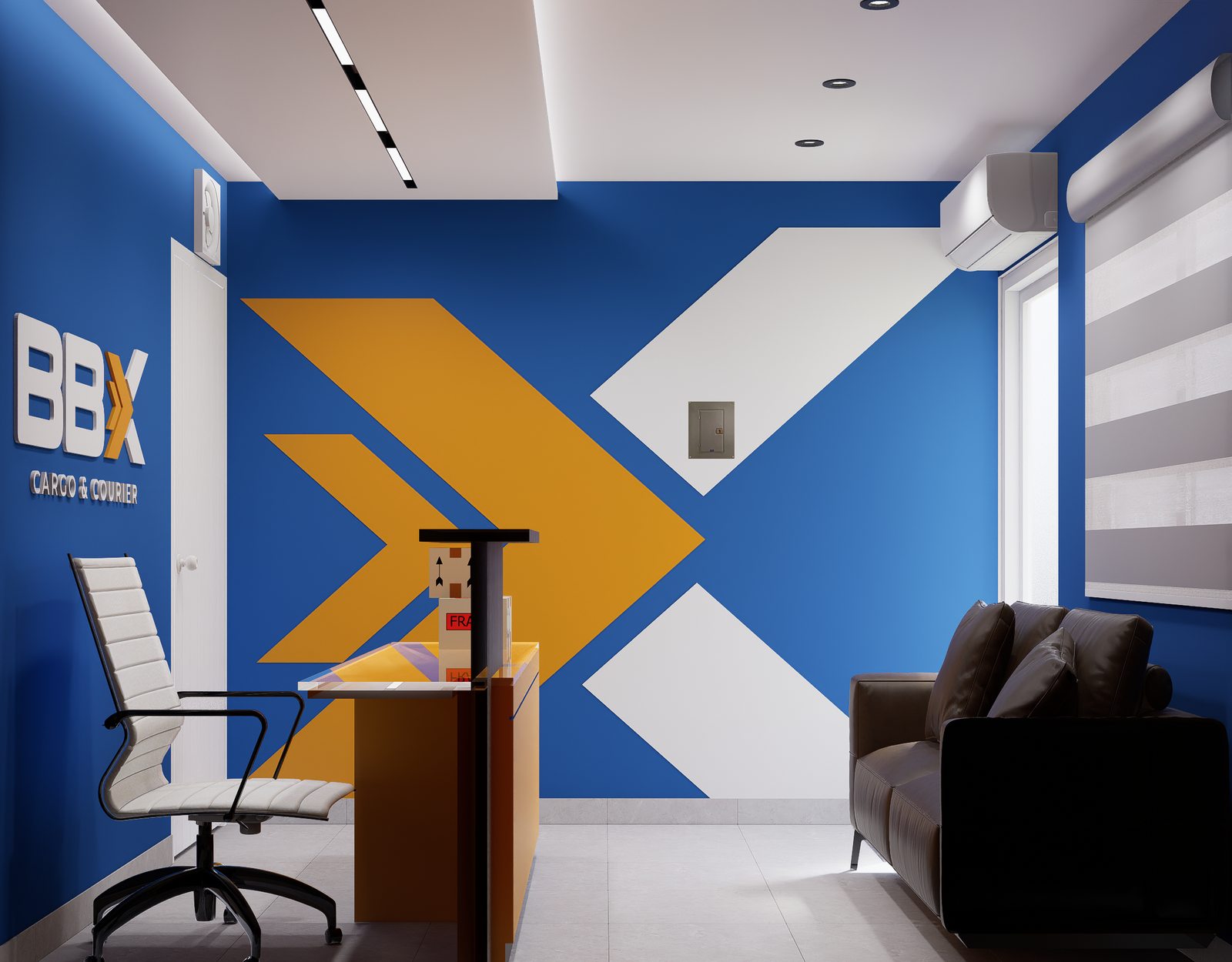 Muro corporativo con identidad de marca BBX por A. Guzman Studio