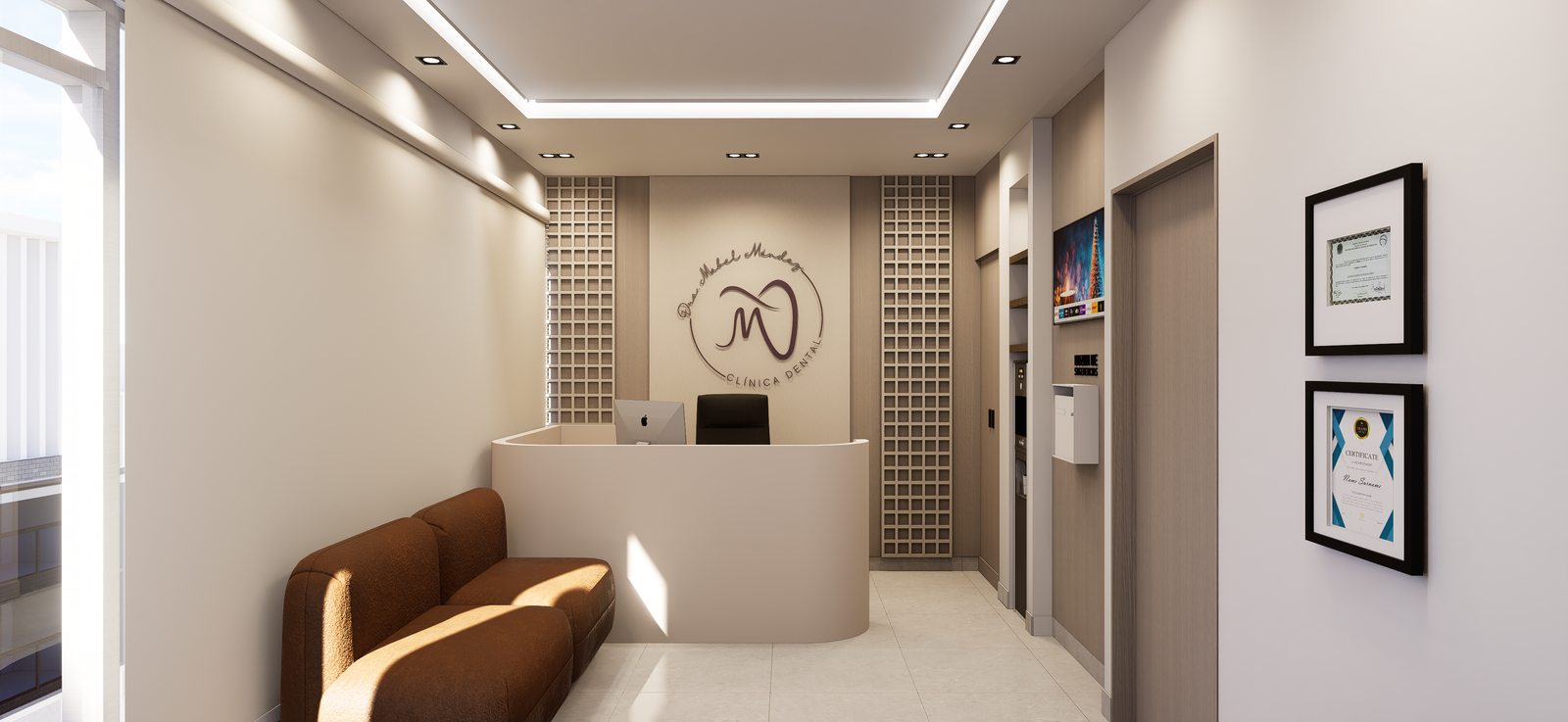 Recepción con identidad del consultorio por A. Guzman Studio