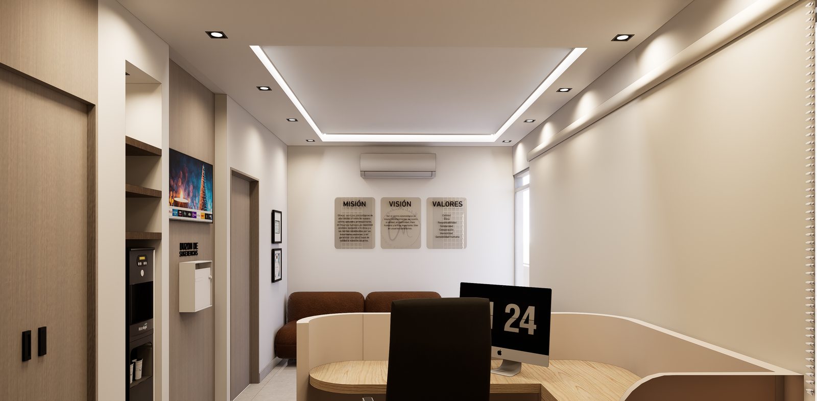 Mostrador de recepción del consultorio por A. Guzman Studio