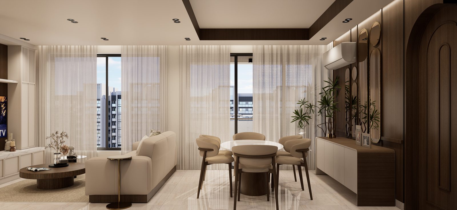Render de dormitorio en madera del Proyecto FA por A. Guzman Studio