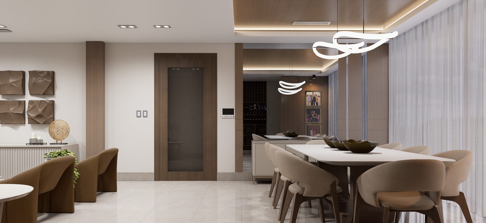 Sala amplia con sofás por A. Guzman Studio