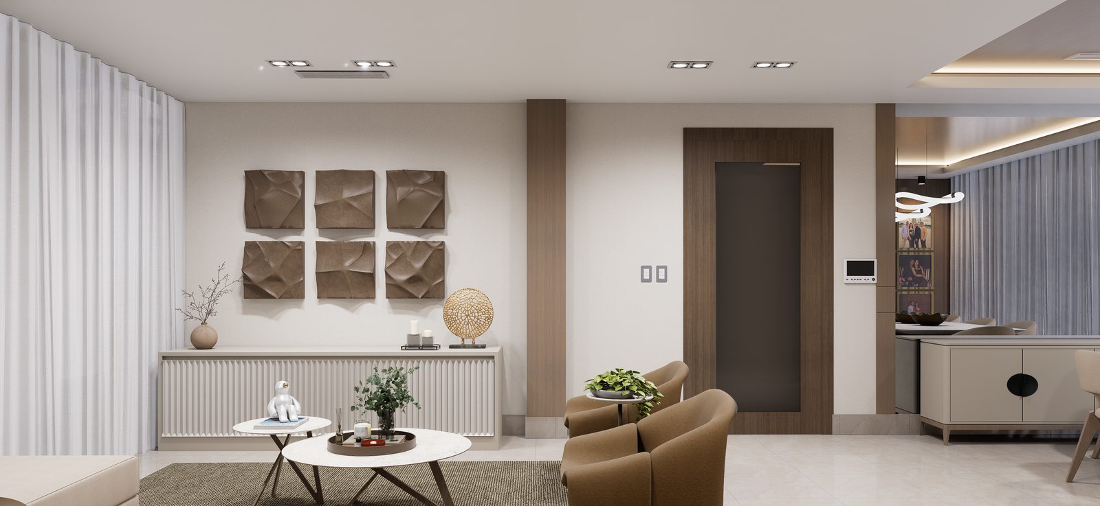 Sala de estar con luz natural por A. Guzman Studio