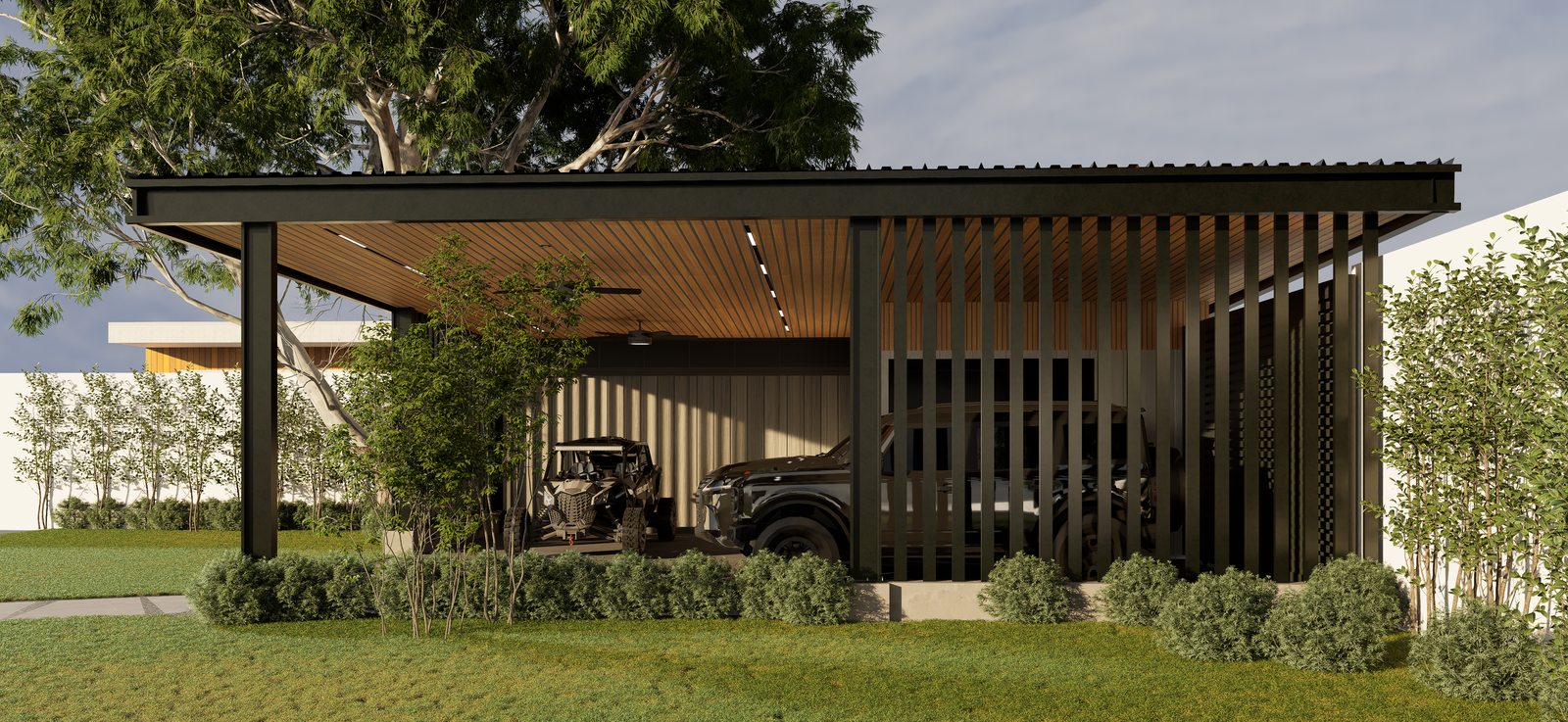 Pabellón exterior con techo moderno por A. Guzman Studio