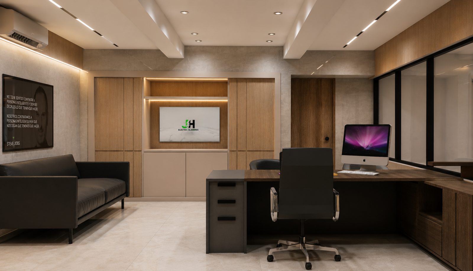 Detalle de interiorismo de la Oficina JH por A. Guzman Studio