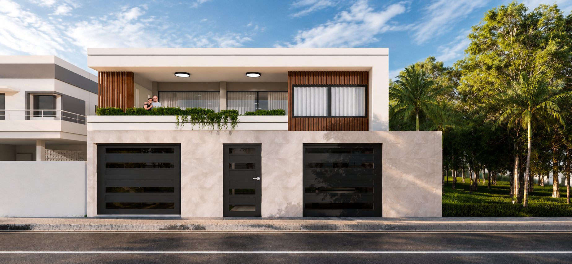 Fachada contemporánea de la vivienda por A. Guzman Studio